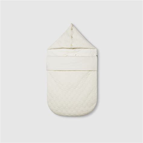 Baby padded GG cotton sleeping bag in white 